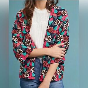 Anthropologie Seen Worn Kept Hydrangea Embroidered Kimono Jacket, size S. NWT